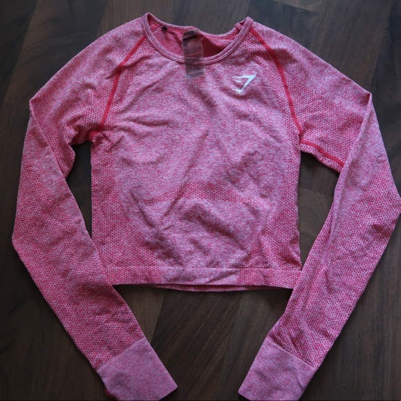 gymshark Tops - Gymshark Pink Seamless Long Sleeve Crop Sz SM